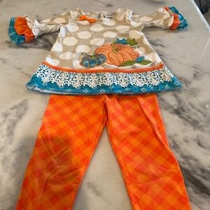 Emily Rose Orange and Turquoise pant set size 2T
